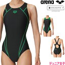 アリーナ ARENA 競泳水着 ジュニア女子 WA承認モデル レーシングワンピース オープンバック AQUA RACING ECO AQUA STRIPE-D ...