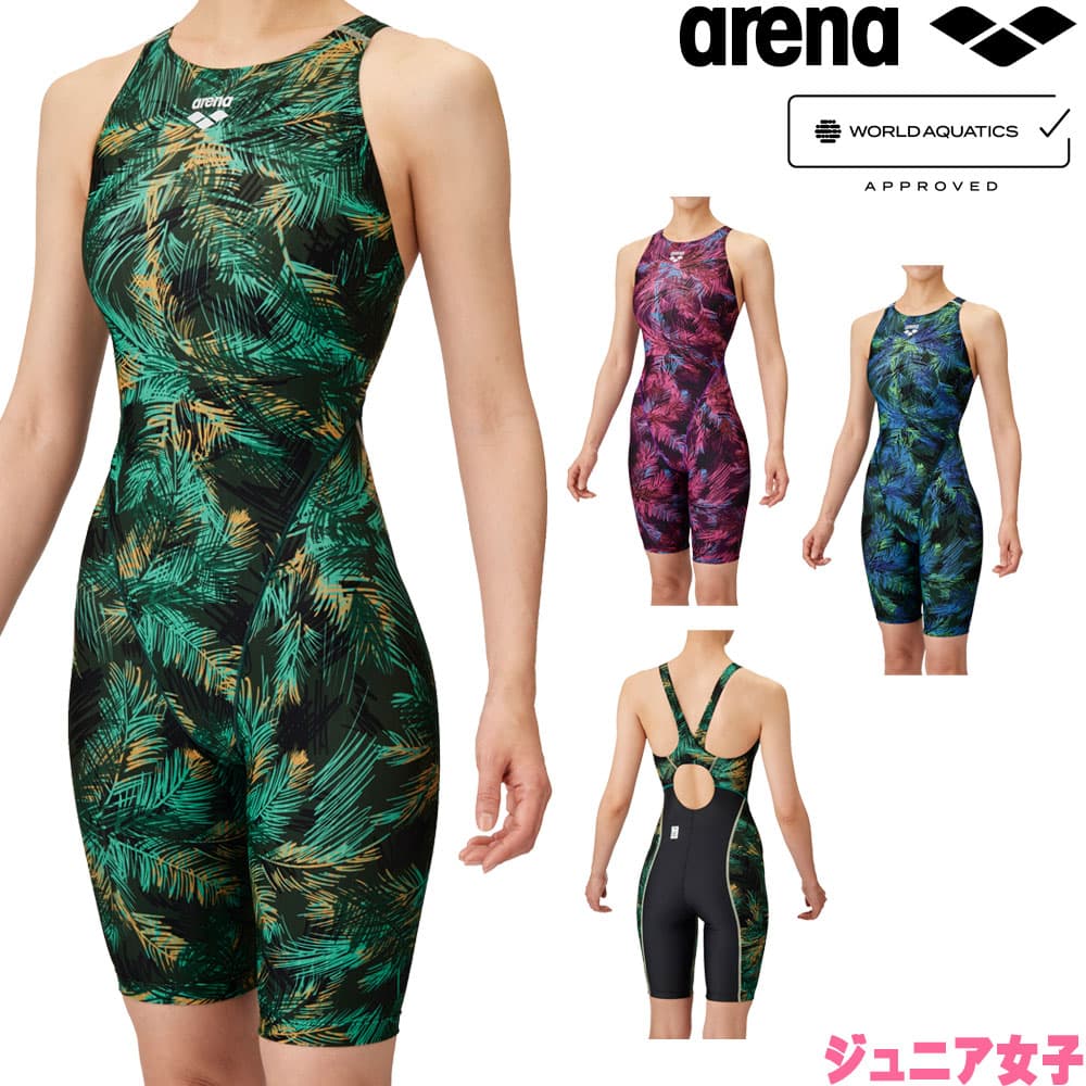 アリーナ ARENA 競泳水着 ジュニア女子 WA承認モデル レーシングワンピーススパッツ オープンバック ハーフレッグ オールインワン AQUA RACING...