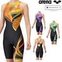 アリーナ ARENA 競泳水着 レディース WA承認モデル レーシングワンピーススパッツ オープンバック ハーフレッグ オールインワン AQUA RACING AQUA STRIPE-D 2025年春夏モデル AS5SRC64L fina マーク あり