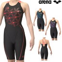 アリーナ ARENA フィットネス水着 レディース フィットネスワンピーススパッツ オープンバック ハーフレッグ ぴったりパッド オールインワン パッド付き AQUA EXA ダブルエステルWR 2025年春夏モデル AS5SWF10L