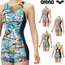 アリーナ ARENA 競泳水着 練習用水着 レディース トレーニングワンピーススパッツ オープンバック ミドルレッグ オールインワン タフスーツ アリーナ君 タフスキンE 競泳練習水着 2025年春夏モデル AS5SWM16L