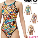 アリーナ ARENA 競泳水着 練習用水着 ジュニア女子 トレーニングワンピース オープンバック ディズニー “ミッキー” “プルート” タフスーツ タフスキン...