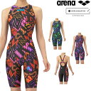 アリーナ ARENA 競泳水着 レディース WA承認モデル レーシングワンピーススパッツ オープンバック ハーフレッグ オールインワン AQUA RACING AQUA STRIPE-D 2025年秋冬モデル AS5FRC61L fina マーク あり