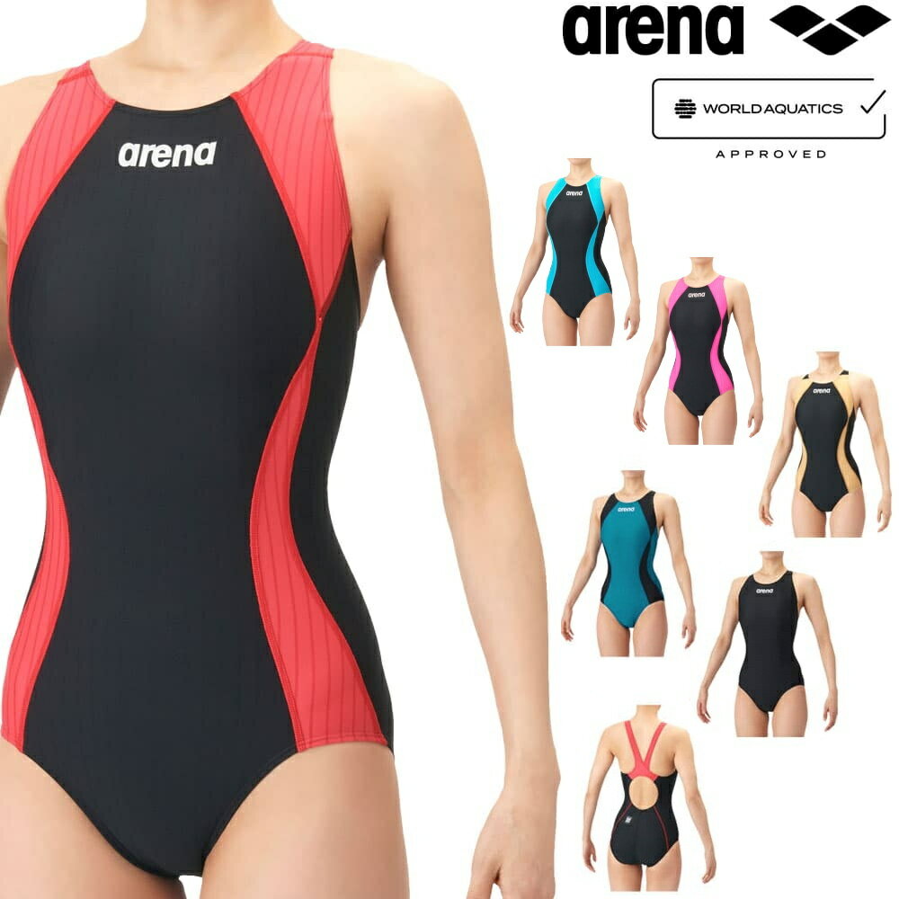 樂天商城 - アリーナ ARENA 競泳水着 レディース WA承認モデル AQUA RACING ECO AQUA STRIPE-D レーシングワンピース オープンバック 2026年春夏モデル AS6SRC53L fina マーク あり