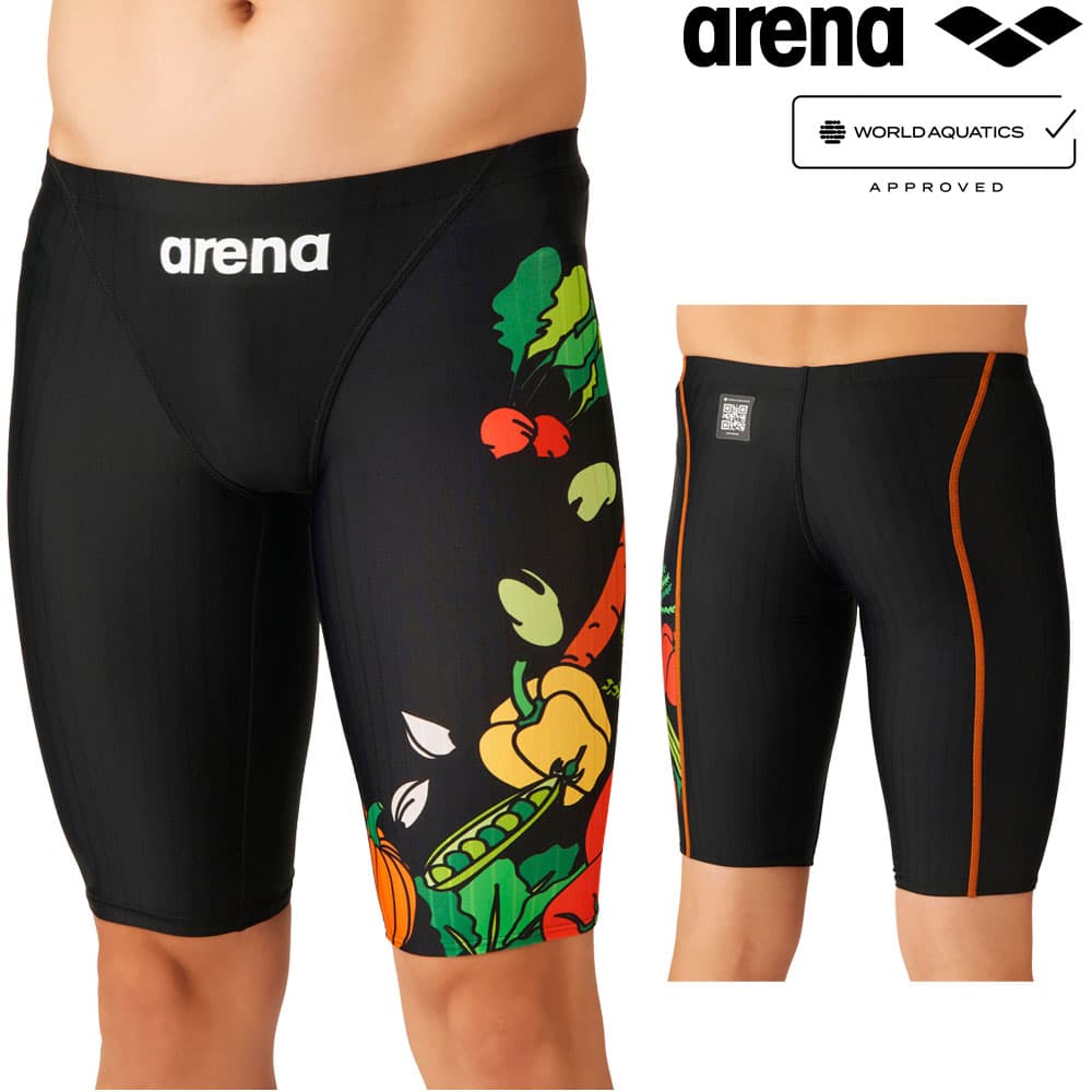 アリーナ ARENA 競泳水着 メンズ WA承認モデル レーシングスパッツ ハーフレッグ AQUA RACING ECO AQUA STRIPE Fresh Dip 2026年秋冬モデル AS6FRCF3M fina マーク あり