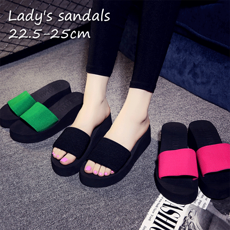 【厚底美脚サンダル】サンダル レディース 厚底 サンダル ヒウェッジソール ビーチサンダル ハイヒール..