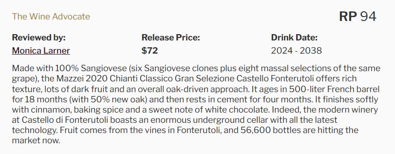 20：[2020]　キャンティ クラシコ グラン セレツィオーネ （マッツェイ / カステッロ フォンテルートリ）CHIANTI CLASSICO GRAN SELEZIONE（Mazzei / CASTELLO FONTERUTOLI） fitch-10043210 ワインショップ フィッチ サンプル画像2