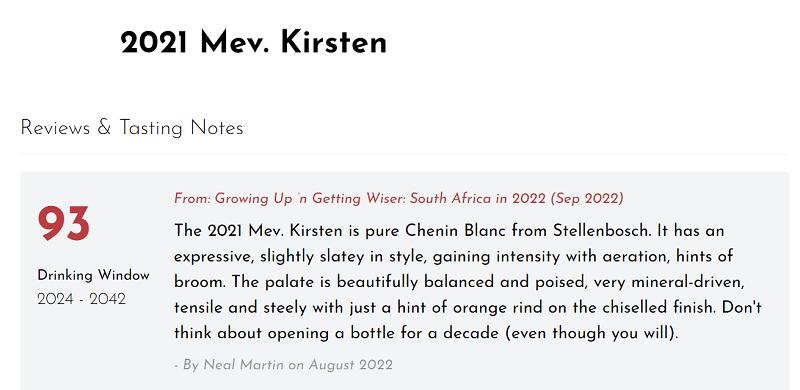 白:[2021] 　メフロウ　カーステン　　(サディ・ファミリー・ワインズ/南アフリカ）Mev.Kirsten (Sadie Family Wines/South Africa) 3