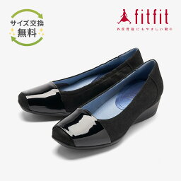 フィットフィット 靴 レディース 【最大4,000円OFFクーポン！4/24 17:00～】外反母趾 靴 フィットフィット fitfit バイカラーヒールアップバレエ★★★21 コンフォートシューズ レディース おしゃれ パンプス 痛くない 柔らかい 歩きやすい ローヒール ぺたんこ ブランド 黒