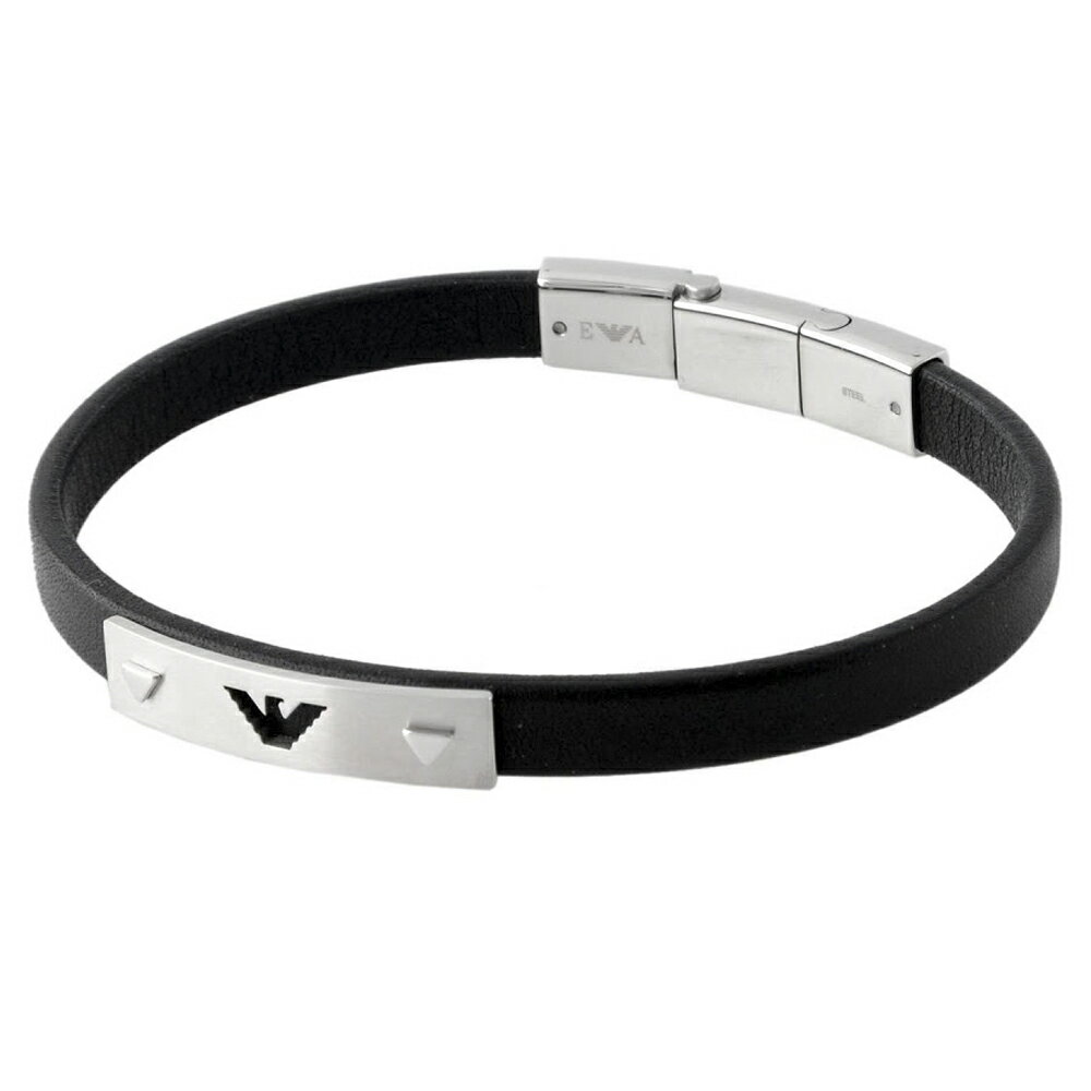 エンポリオアルマーニ EMPORIO ARMANI ブレスレット レザーロゴプレート付き ブレス E ...
