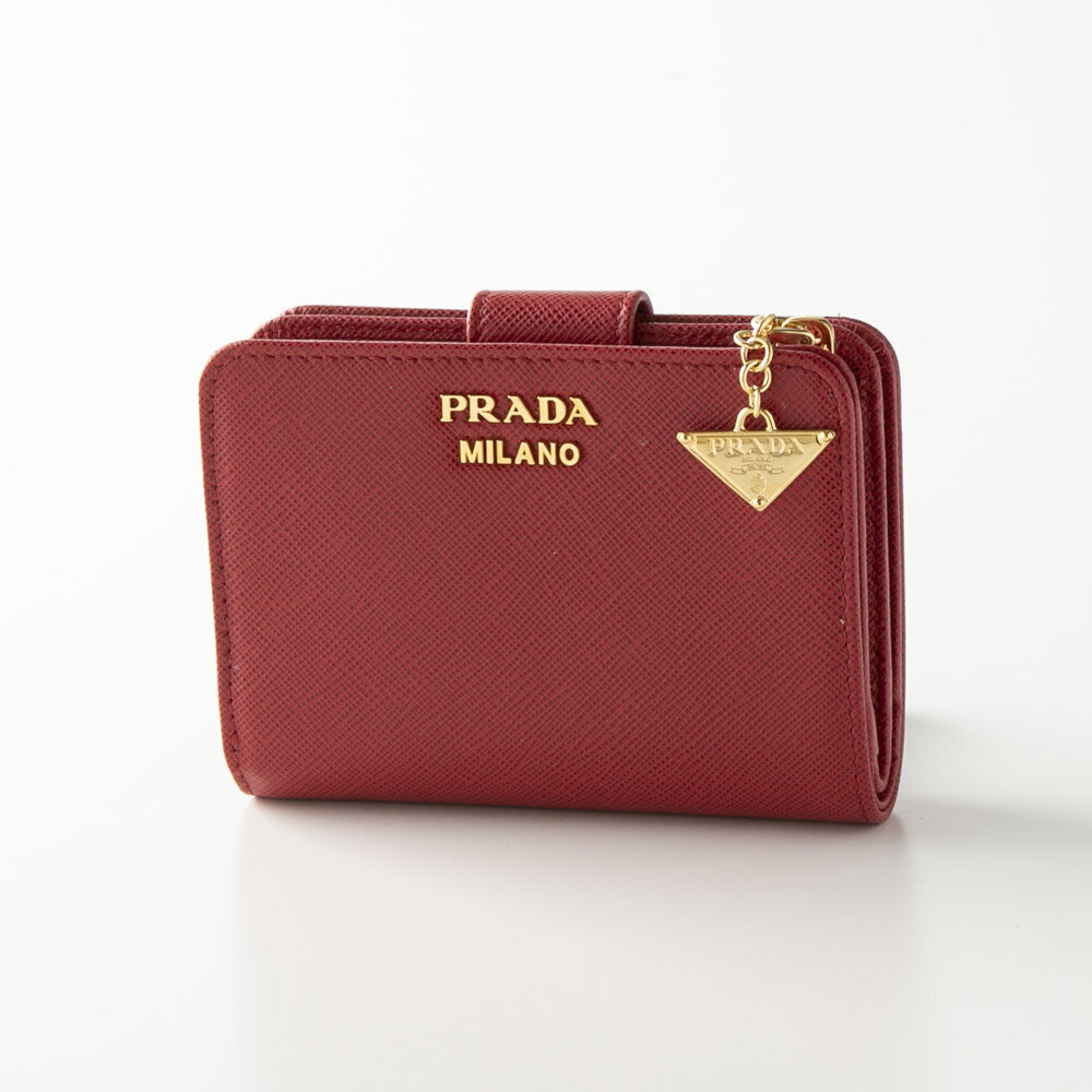 プラダ 財布（レディース） プラダ PRADA SAFFIANO TRIANGOLO 折り財布 ロゴチャーム付き 1ML018 2DK3　　フィットハウス