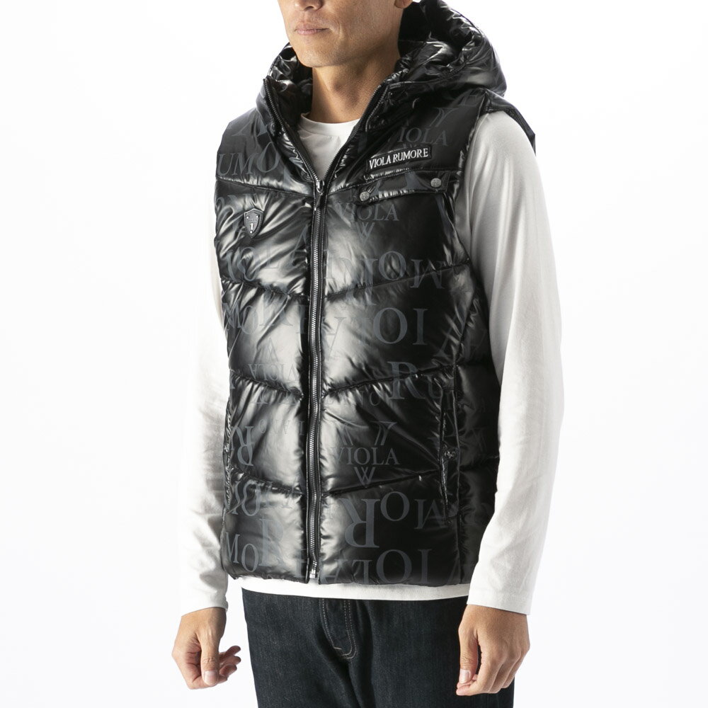 【お買い物マラソン期間中ポイント10倍】ヴィオラ VIOLA メンズトップス フード脱着 中綿ベスト 総柄 Y62100　　フィットハウス(4.0)