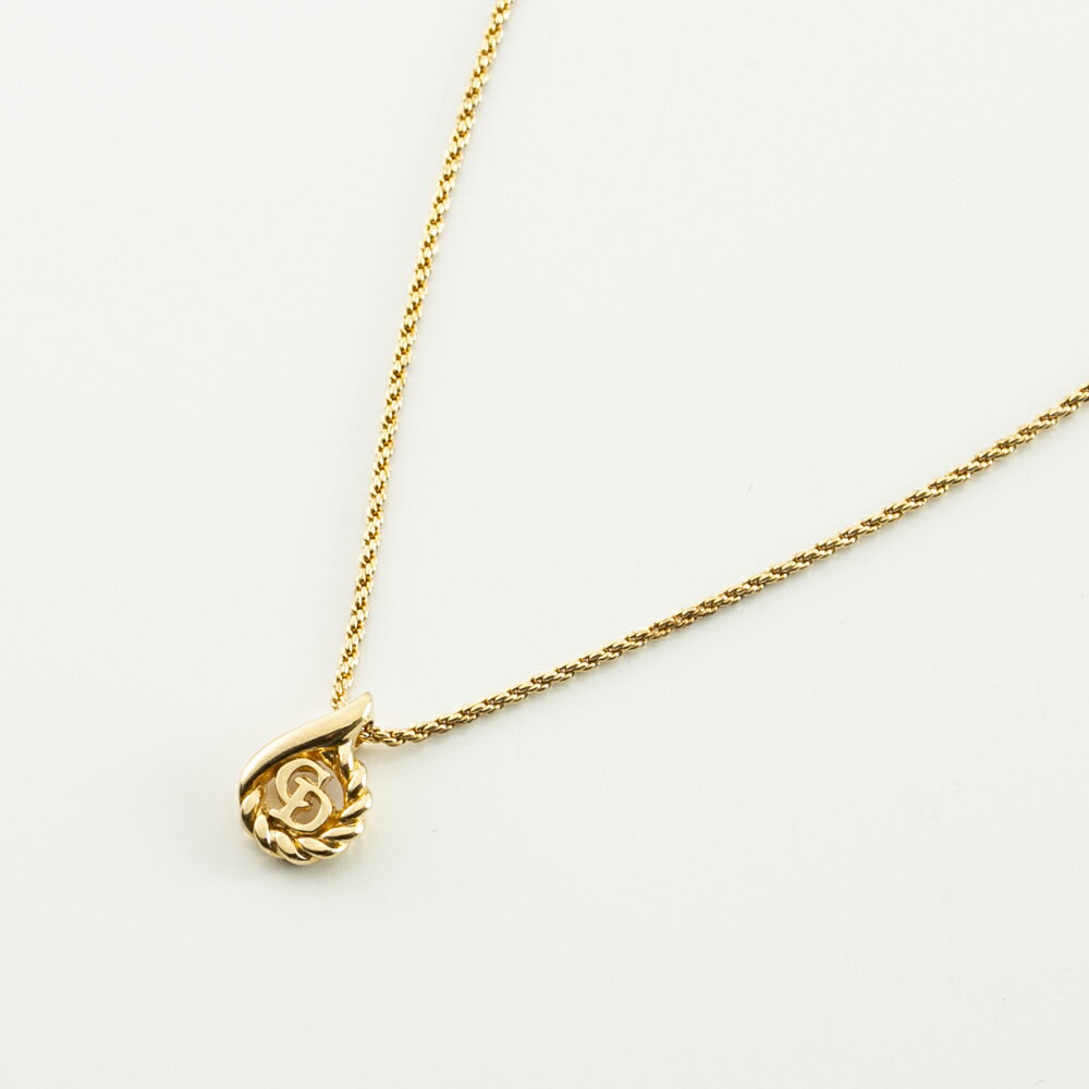 Rakuten - 【ヴィンテージ・中古】ディオール DIOR ドロップ型CDロゴネックレス　 　フィットハウス