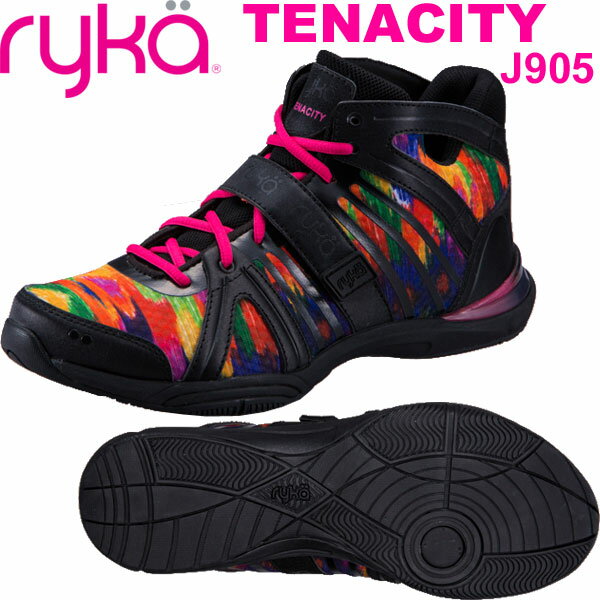 [RYKA]ライカ フィットネス TENACITY 〔ブラック・カラフルペイント柄〕 C8149M-J905（22.0〜26.5cm/レディース/メンズ）＜テナシティー＞【ダンスシューズ】【18SS03】【正規品】/送料無料