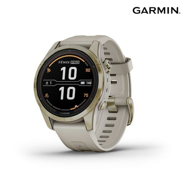 ガーミン フェニックス Garmin fenix 7S Pro Sapphire DualPower 42mm Soft Gold シリコンバンド [ 正規品 ] ソーラー充電 / トレイル ランナー ウルトラマラソン タッチスクリーン ランニング トライアスロン ゴルフ サイクリング スイミング ランニングマシン