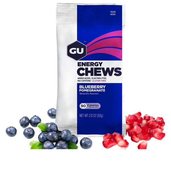 GU グー エナジー チュー ENERGY CHEWS ブルーベリーザクロ ( 12袋入 ) グミ キャンディ エネルギー 補給 試合 大会 レース トレイル マウンテン ランナー トレラン マラソン 自転車 ロードレース トライアスロン ロング ironman ハンガーノック ビーガン
