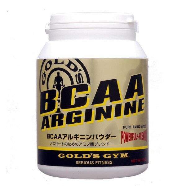 ・BCAAにアルギニンを配合した、アスリートのためのアミノ酸ブレンド ・筋力・持久力を必要とするスポーツや競技力向上を目指すアスリートにおすすめです ・飲みやすいアセロラ風味 ・お得な大きめサイズ（400g）もあります ゴールドジムBCAA・アルギニンパウダーは、極めて純度の高い分岐鎖アミノ酸(BCAA)とL-アルギニンを最適な比率で配合した最高品質のアミノ酸サプリメントです。 分岐鎖アミノ酸(BCAA)は、筋肉で代謝され、エネルギー源として利用されるほか、筋肉の分解抑制や合成促進の働き、さらに骨格筋の形成など、アスリートの筋肉づくりに欠かせません。 またアルギニンは、成長ホルモンの分泌を促進する働きのある重要なアミノ酸です ■お召し上がり方■ 添付スプーンすりきり1〜2杯(約2.5〜5g)を目安に、水やジュースと一緒にお摂りください。スポーツやトレーニングの前後、就寝前などに摂るとより効果的です。 ■内容量■ 250g ＜製品5gあたりの栄養成分＞ ロイシン　1,730mg バリン　990mg イソロイシン　990mg アルギニン　1,240mg ■広告文責：株式会社クラブビジネスジャパン・03-5459-2841■製造者名・輸入者名：株式会社THINKフィットネス■製造国：日本製■商品区分：健康食品