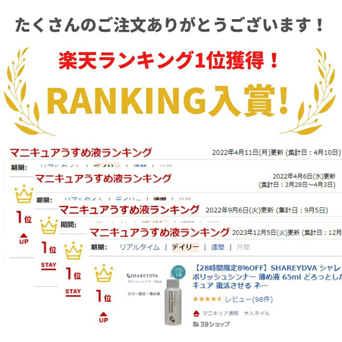 【期間限定クーポン配布中】送料込みSHAREYDVAシャレドワポリッシュシンナー薄め液65mlどろっとしたマニキュア復活させるネイルカラー用うすめ液セルフネイル1000円ポッキリ