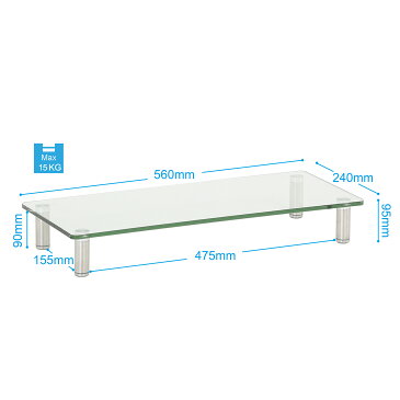 【送料無料】FITUEYES モニター台 モニターライザー キーボード収納 机上台 幅560mm 高さ調整可能 透明 強化ガラス製 肩こり軽減 DVDレコーダー収納 ブルーレイレコーダー DT105601GC