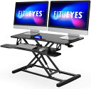 ★新生活応援★【送料無料】Fenge スタンディングデスク 昇降デスク ガス圧式 天板幅91.5cm キーボード台搭載 オフィスワークテーブル 高さ調整 完成品卓上デスク パソコンデスク Standing Desk SD309101WB