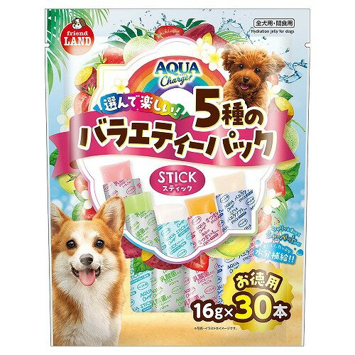 Rakuten - アクアチャージ スティック バラエティーパック 30本 犬用おやつ りんご いちご メロン バニラ さつまいも 大容量 夏 シャーベット 水分補給 マルカン