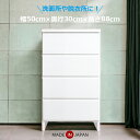 ランドリーチェスト サニタリー収納 幅50cm 4段 ローチェスト 引き出し コンパクト スリム 薄型 国産 日本製 洗面所 脱衣所 ホワイト チェスト ロータイプ 隙間収納 おしゃれ シンプル 木製 衣類収納 タンス 収納棚(3)