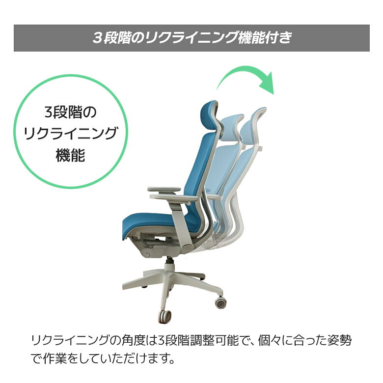 【全商品に使える11%offクーポン】 オフィスチェア 肘付き チェア おしゃれ リクライニング 3段階調整 肘掛け 可動式 エラストメリックメッシュ 中空キャスター マルチ肘 リラックス メッシュ マルチアーム ハンギングバー付き ブラック レッド ブルー [3]