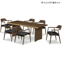 ダイニングテーブルセット 6人用 7点セット 6人 185センチ ダイニングセット ダイニング7点セット PVC ブラウン ナチュラル 北欧 新生活 185cm ウォールナット オーク アッシュ 突板 スチール PVC 一枚板風 木製(3)