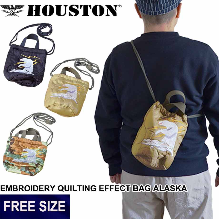 Rakuten - 【12日と13日は15％OFFクーポン★】 ナイロンリップ ひょうたんキルト HOUSTON 刺繍 2WAYバッグ アラスカ柄 スカジャン風 キルティング トートバッグ ショルダーバッグ メンズ レディース | 全3色 エフェクトバッグ 大容量 軽量 メンズファッション カジュアル