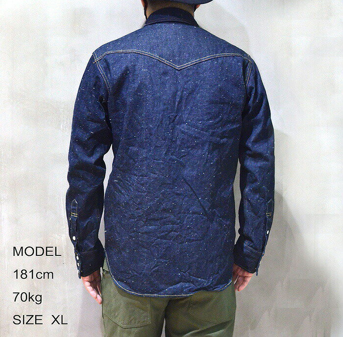 シャツ メンズ 長袖 トップス 日本製 岡山 デニムウエスタンシャツ burgus plus バーガスプラス 岡山デニム 力織機 職人技 パールボタン 本物の貝ボタン 拘りのディテール