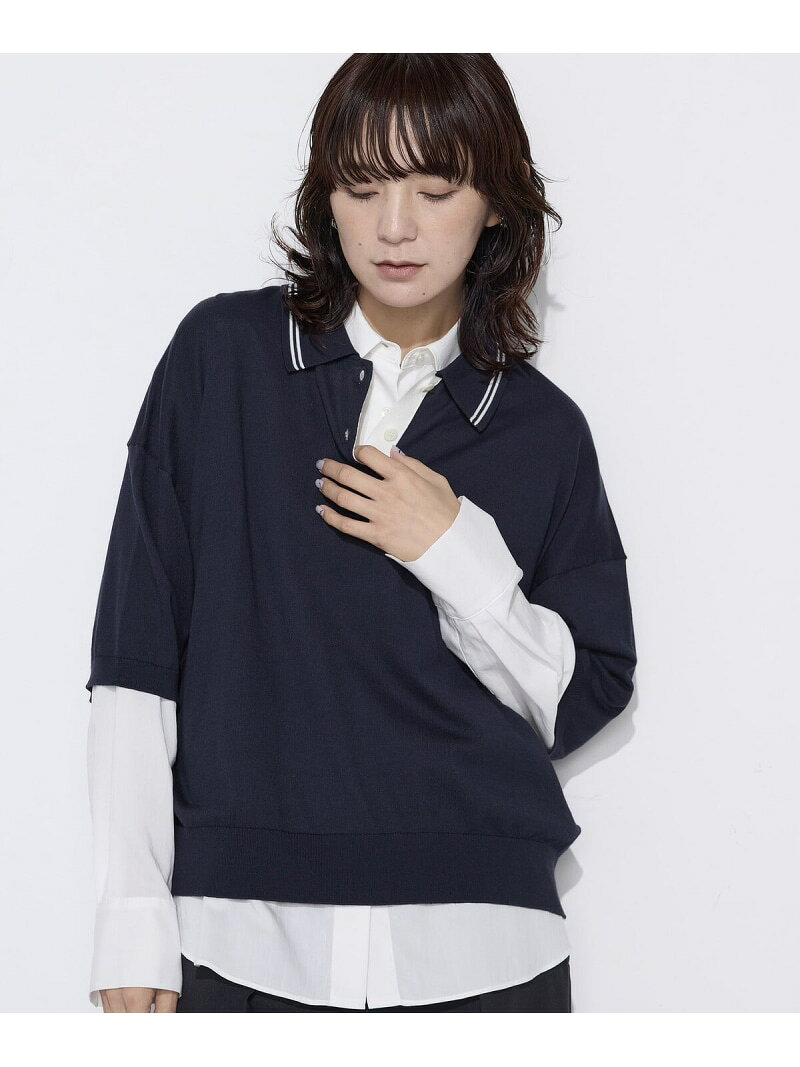 14G天竺編 ポロ襟ニット COMME CA Wardrobe コムサ トップス ニット ネイビー グレー ホワイト【送料無料】[Rakuten Fashion]