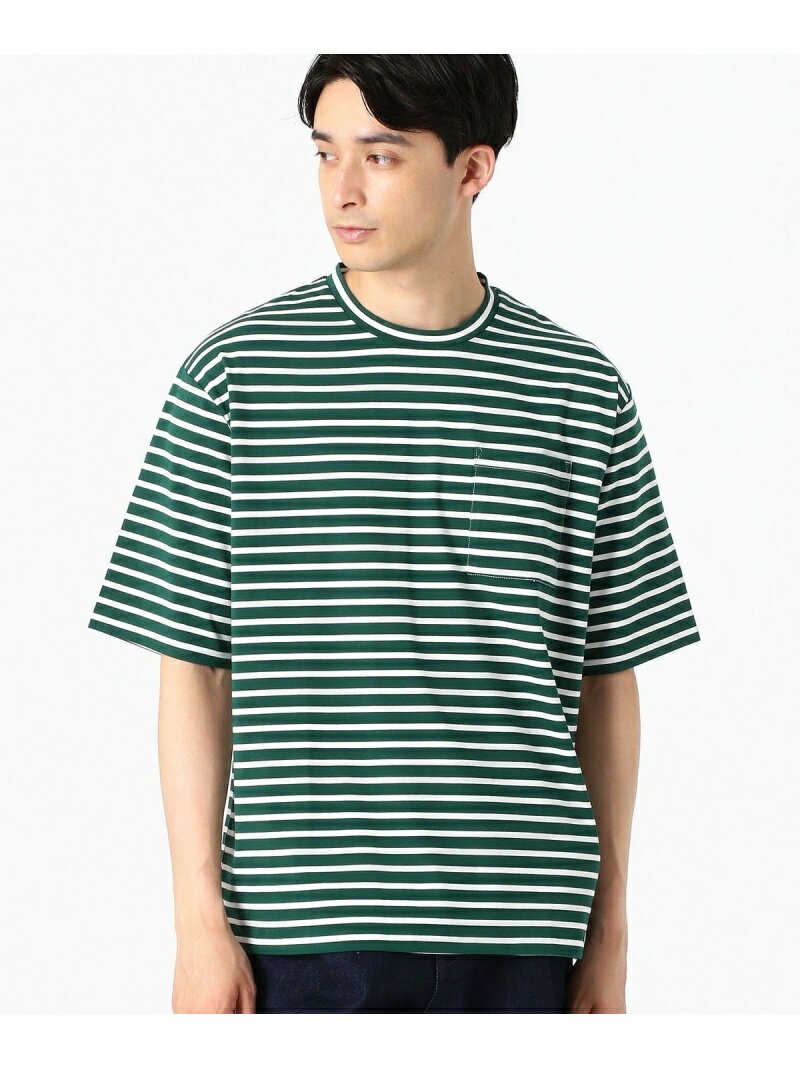 クルーネック ボーダーTシャツ COMME CA ISM コムサイズム カットソー Tシャツ グリーン ネイビー ベージュ ブルー[Rakuten Fashion]