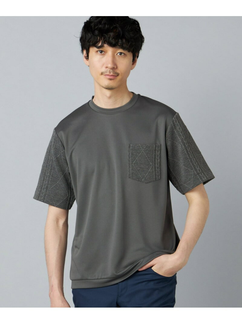 Rakuten - ダイヤ柄コンビ Tシャツ COMME CA MEN コムサメン トップス カットソー・Tシャツ ホワイト ブラック グレー【送料無料】[Rakuten Fashion]
