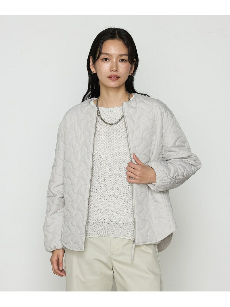 Rakuten - 【SALE／37%OFF】[ +サイズ ] 波柄Wキルト ノーカラーブルゾン Gabardine K.T + コムサ ジャケット・アウター ブルゾン・ジャンパー ベージュ グレー【RBA_E】【送料無料】[Rakuten Fashion]