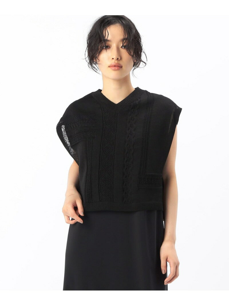 Rakuten - 【SALE／28%OFF】シアーレース編み ベスト Gabardine K.T コムサ トップス ニット ホワイト ブラック【RBA_E】【送料無料】[Rakuten Fashion]
