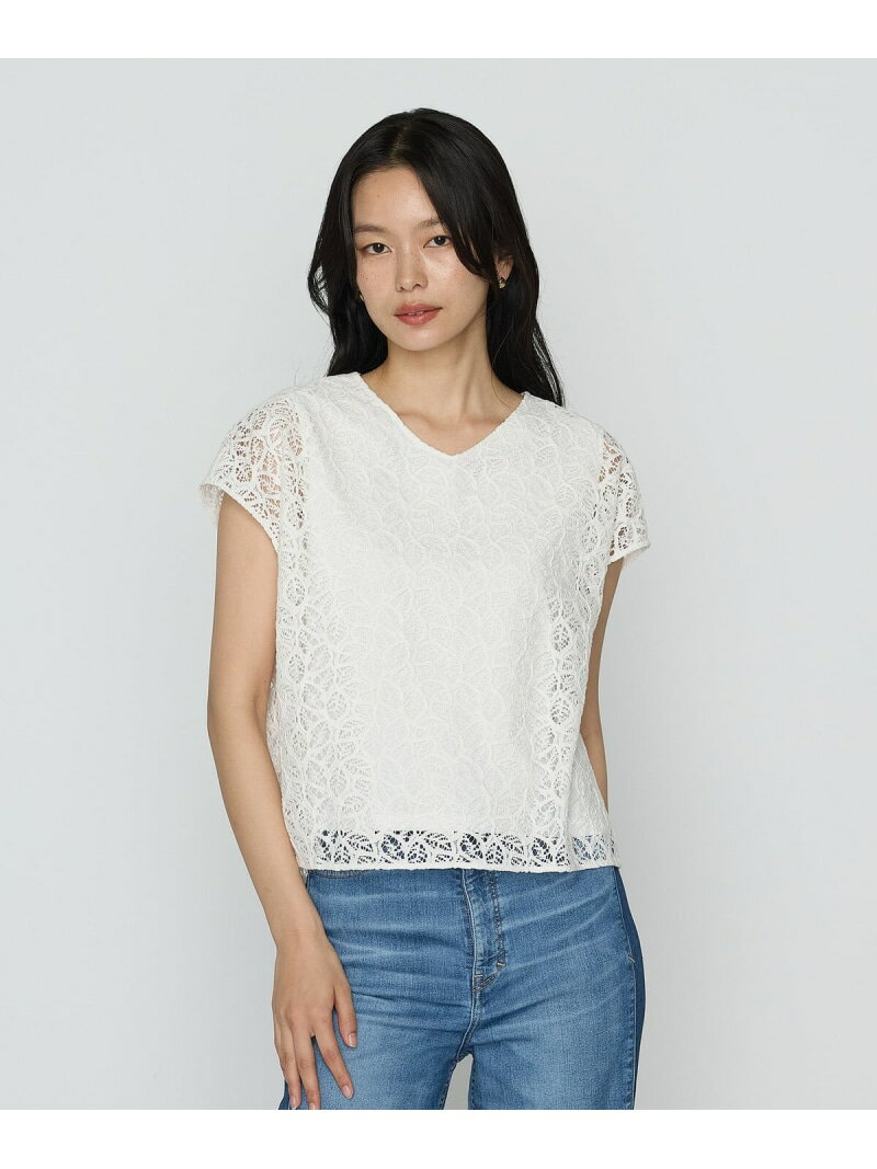 リーフ柄ラッセルレースブラウスCO...