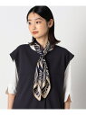 リング付 リーフプリント スクエアスカーフ COMME CA ISM コムサイズム ファッション雑貨 スカーフ・バンダナ ネイビー ブラック【送料無料】[Rak...