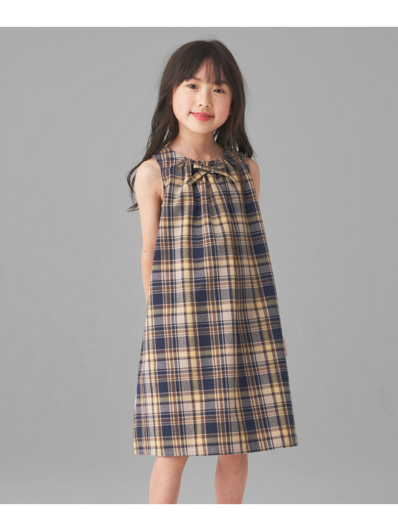 2WAYサッカーチェックワンピース COMME CA ISM コムサイズム ワンピース・ドレス ワンピース ベージュ ブルー[Rakuten Fashion]のサムネイル