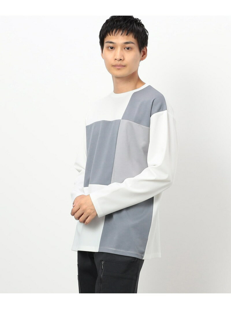 【SALE／11%OFF】カラーブロック パッチワーク クルーネックTシャツ(長袖) COMME CA ISM コムサイズム トップス カットソー・Tシャツ ホワイト ベージュ ブラック【RBA_E】[Rakuten Fashion]