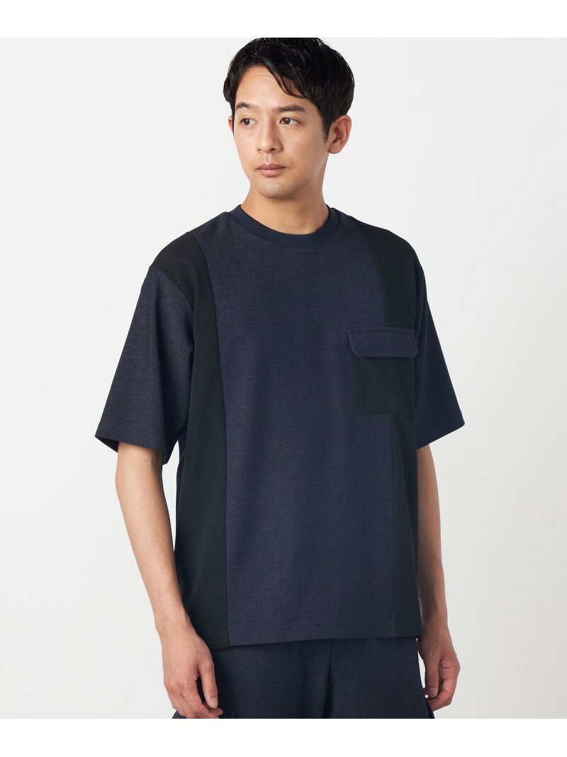 デニムライクストレッチ 半袖プルオーバー COMME CA ISM コムサイズム トップス カットソー・Tシャツ ネイビー【送料無料】[Rakuten Fashion]