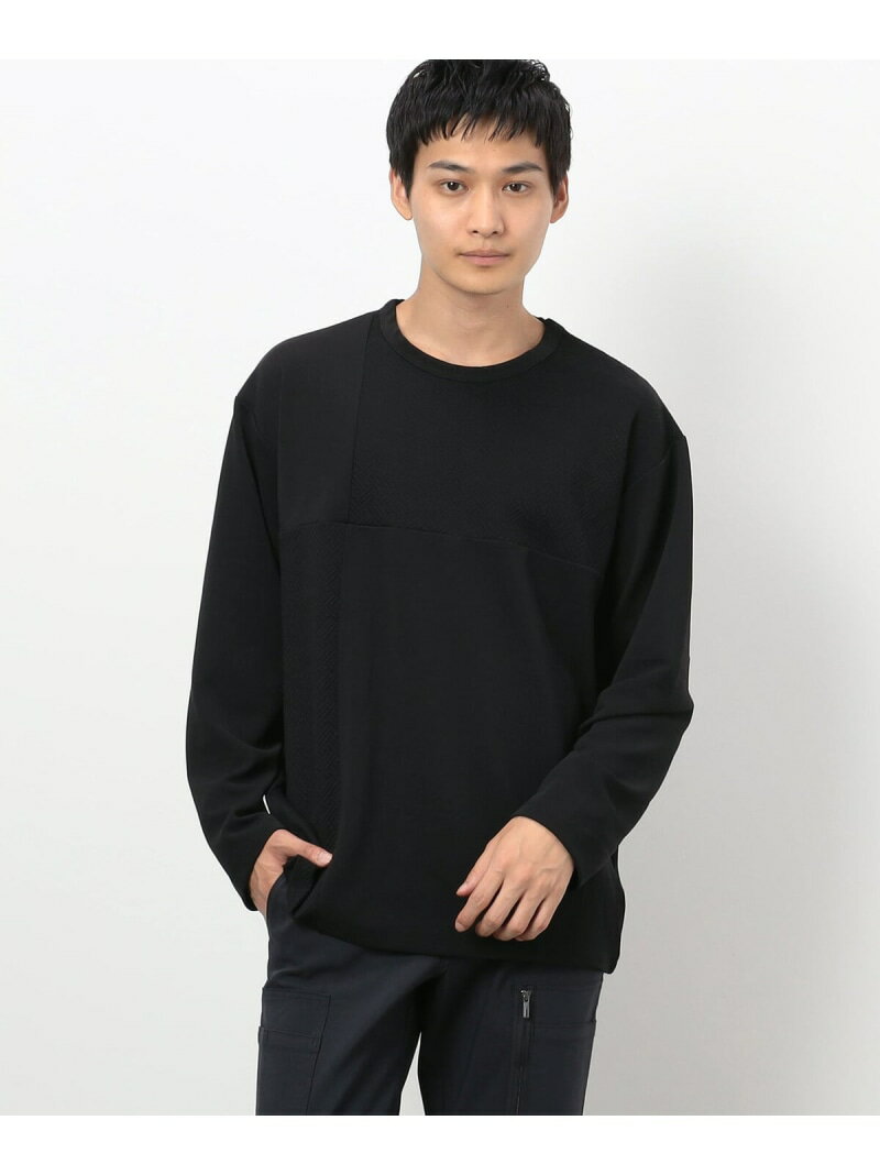 【SALE／10%OFF】ジャカードコンビ パッチワーク デザインTシャツ(長袖) COMME CA ISM コムサイズム トップス カットソー・Tシャツ ブラック ホワイト【RBA_E】【送料無料】[Rakuten Fashion]