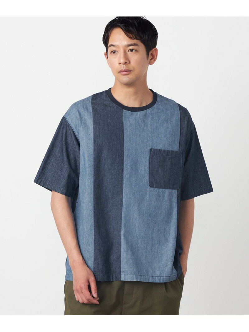 6オンスコットンデニム 切り替え半袖Tシャツ COMME CA ISM コムサイズム トップス カットソー・Tシャツ ネイビー【送料無料】[Rakuten Fashion]