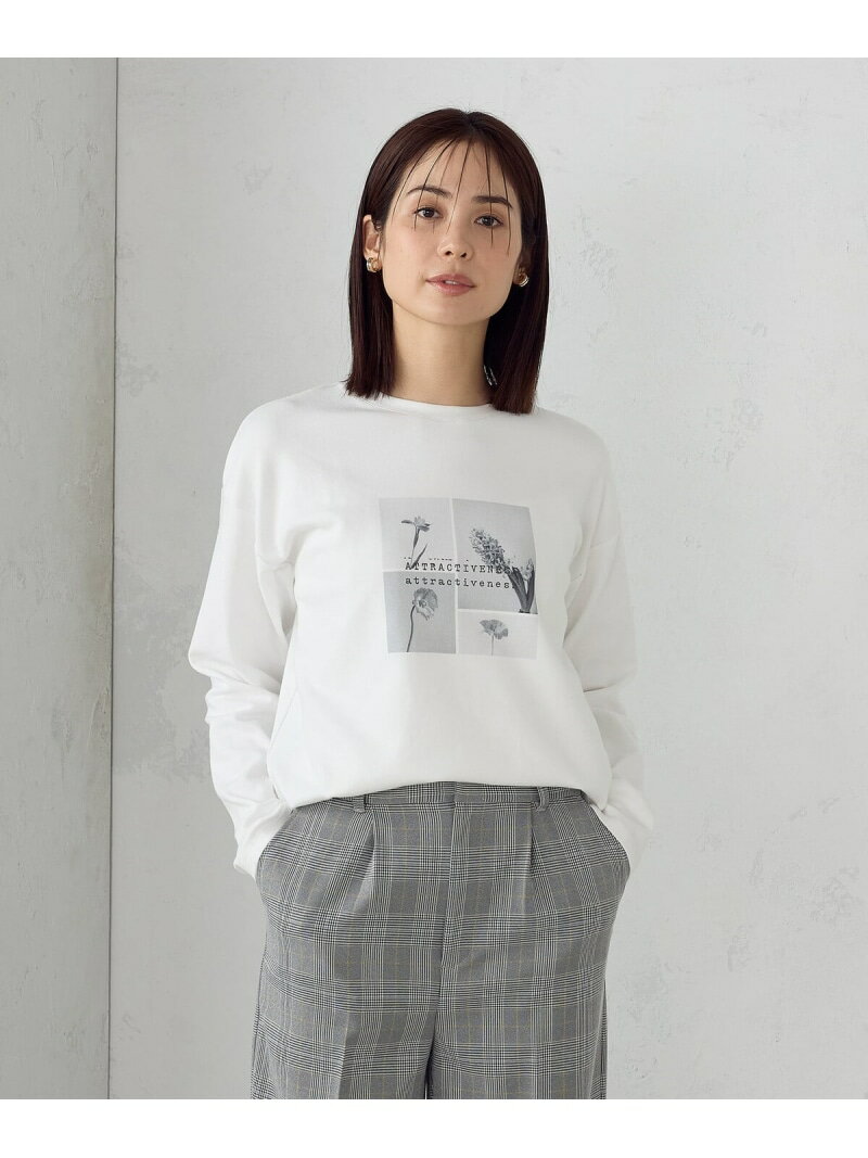 フラワープリント Tシャツ(長袖) COMME CA ISM コムサイズム トップス カットソー・Tシャツ グレー ホワイト[Rakuten Fashion](4)