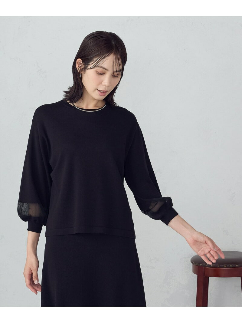 樂天商城 - 【SALE／30%OFF】シアー切り替え7分袖ニット / セットアップ対応 COMME CA ISM コムサイズム トップス ニット ネイビー ブラック【RBA_E】【送料無料】[Rakuten Fashion]