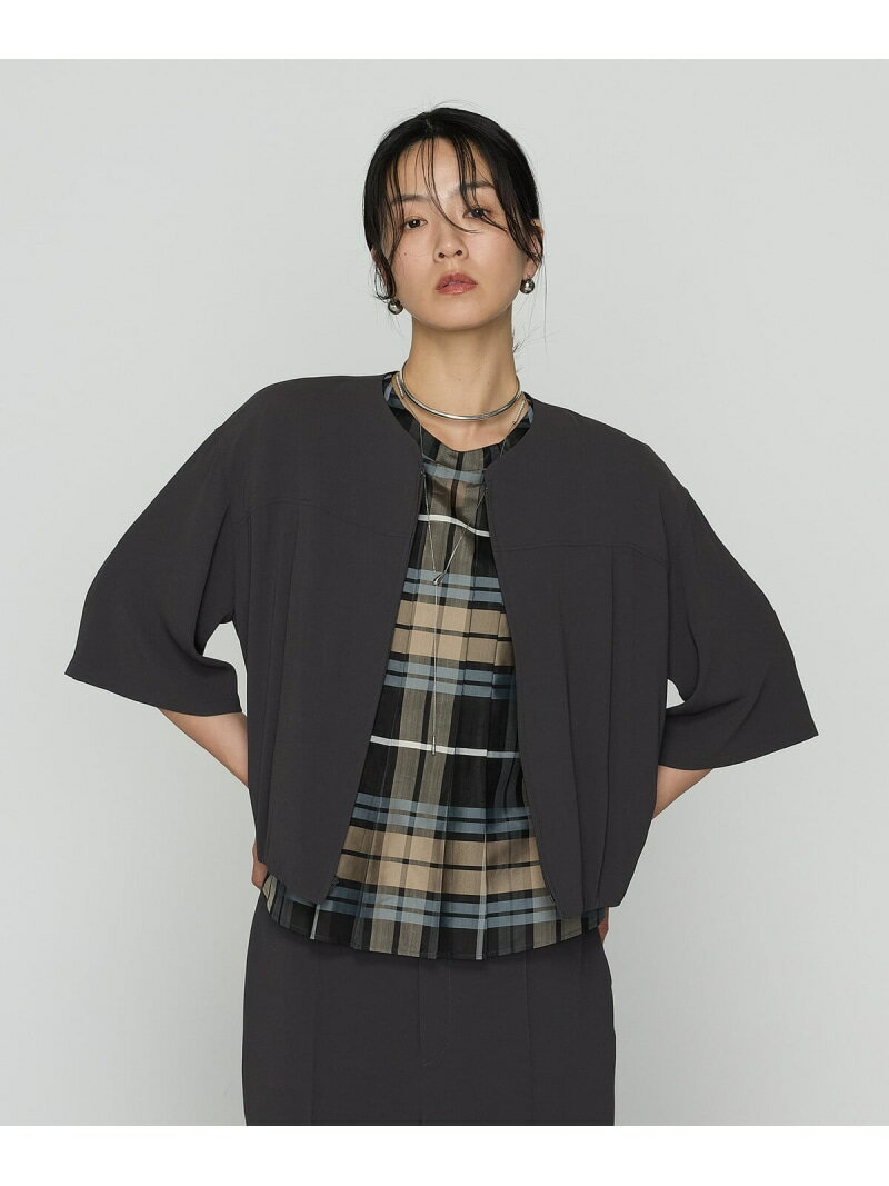 樂天商城 - [ TALLサイズ ] バックサテンジョーゼット ハーフスリーブブルゾン K.T KIYOKO TAKASE TALL コムサ ジャケット・アウター ブルゾン・ジャンパー ネイビー【送料無料】[Rakuten Fashion]