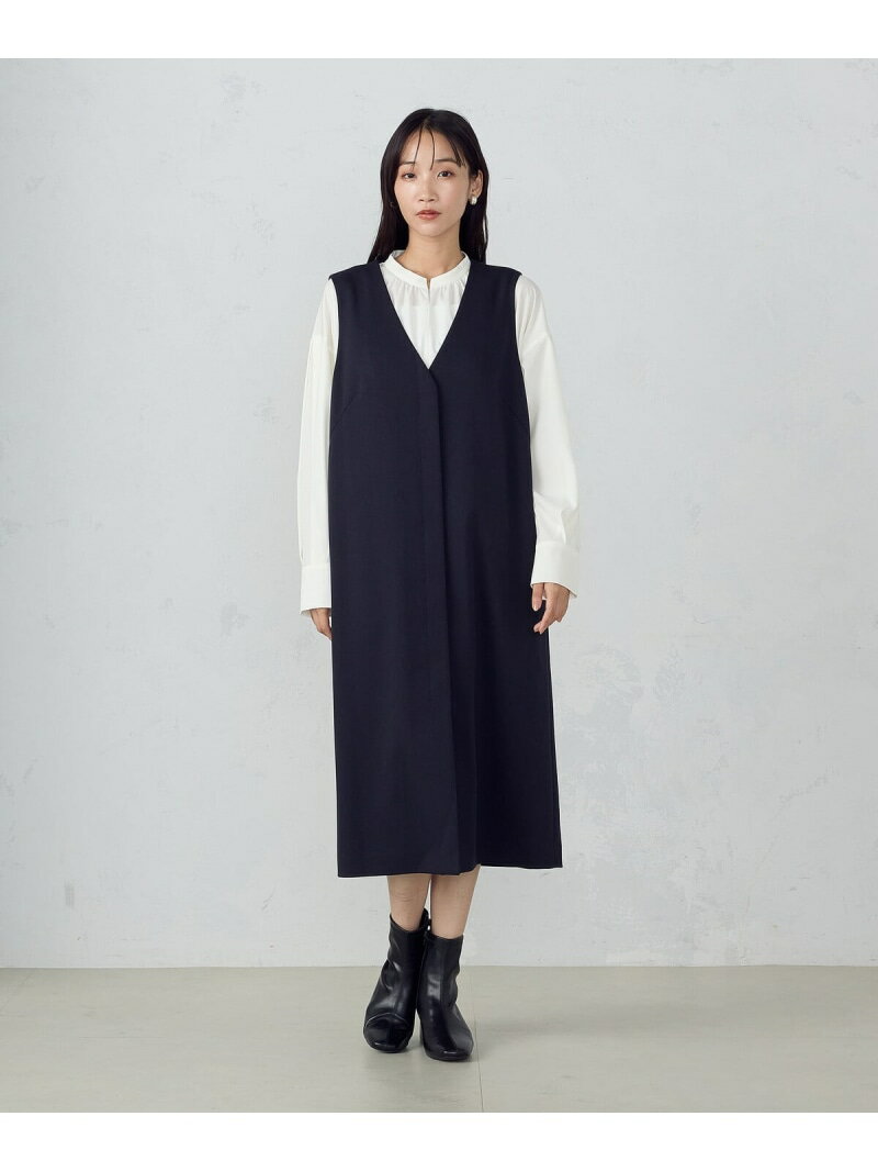 【セットアップ対応】 杢調 ロングジレワンピース COMME CA ISM コムサイズム ワンピース・ドレス ワンピース ブラック ネイビー【送料無料】[Rakuten Fashion]
