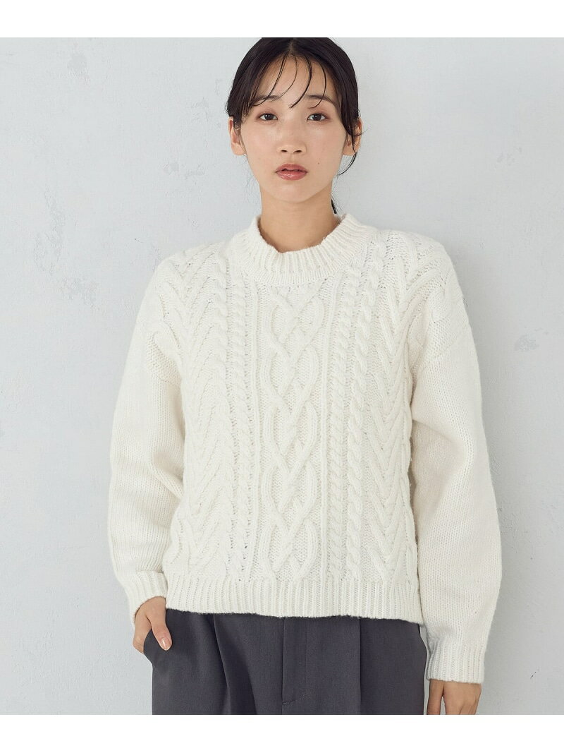 【SALE／55%OFF】ケーブル柄 ローゲージ ショート丈ニット COMME CA ISM コムサイズム トップス ニット ブラック ホワイト【RBA_E】[Rakuten Fashion]のサムネイル