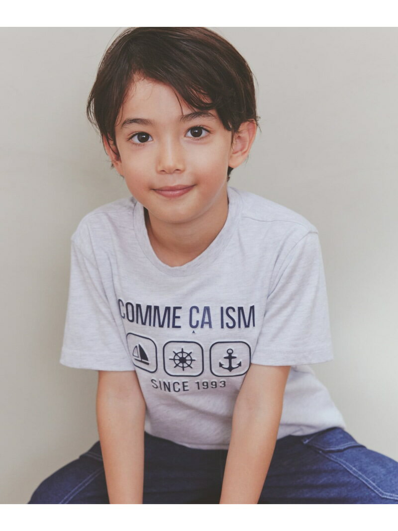 【SALE／20%OFF】エンボス プリント Tシャツ COMME CA ISM コムサイズム トップス カットソー・Tシャツ ブラック ブルー【RBA_E】[Rakuten Fashion]