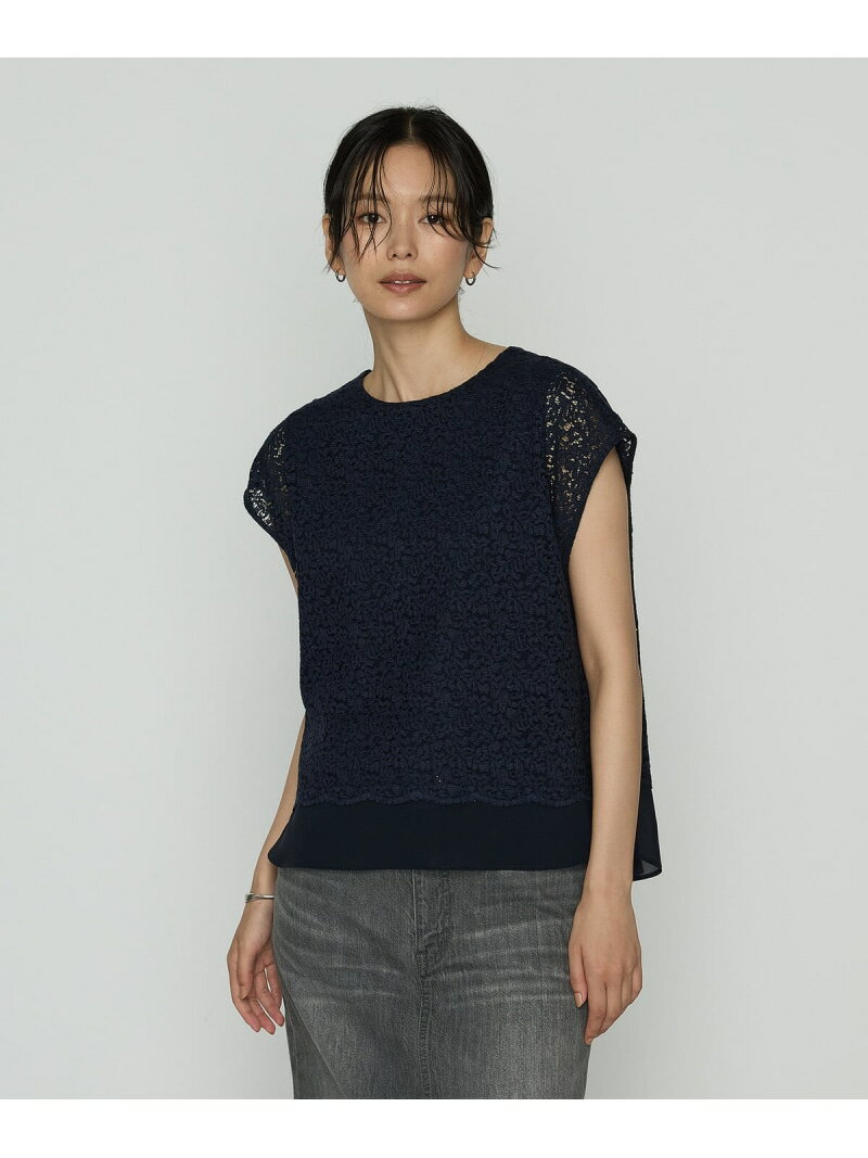 乐天商城 - [ Sサイズ ] リネンコードレース レイヤード風ブラウス K.T KIYOKO TAKASE S-SIZE コムサ トップス シャツ・ブラウス グレー ネイビー【送料無料】[Rakuten Fashion]