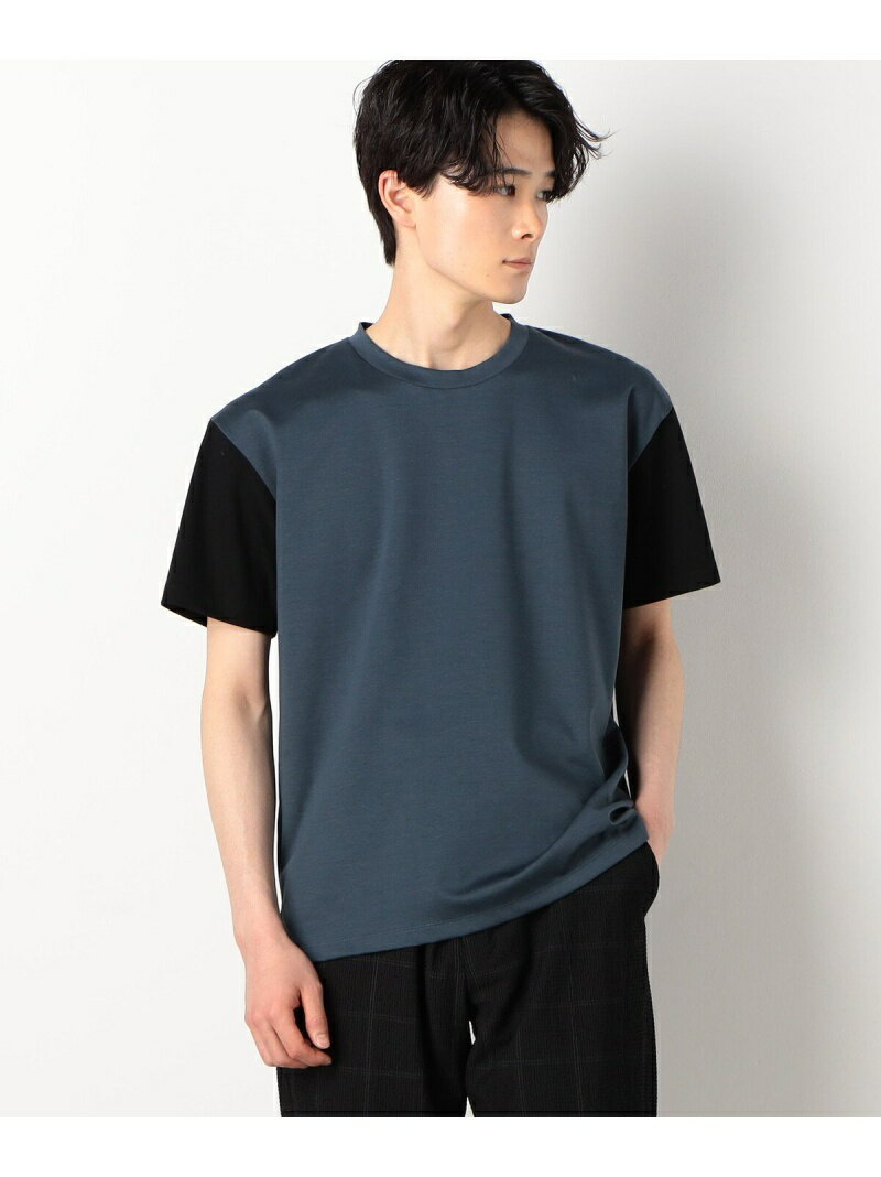 シルキーポンチ 袖配色 Tシャツ COMME